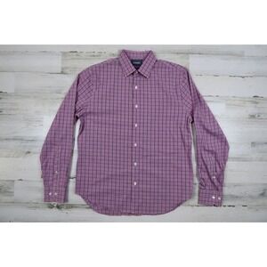Bonobos Mens Medium Pink Plaid Checks Classic Button Front Long Sleeve Shirt